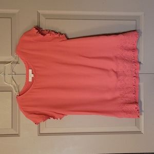 Ann Taylor Loft Women's Short Sleeve Large Peach Blouse